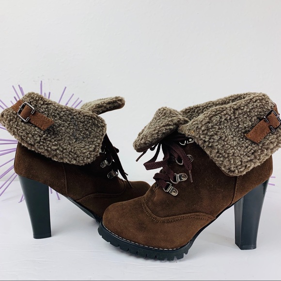 🎊HP🎊 Brown Suede Lace Up Heeled Boot - Picture 5 of 8